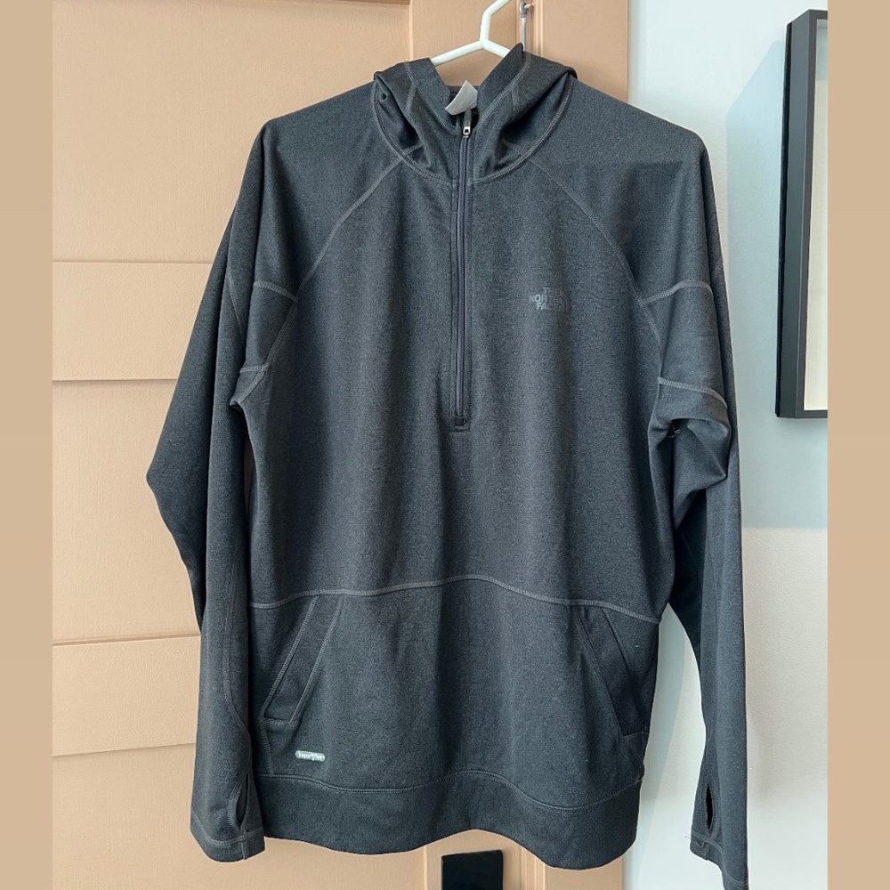 North Face 1/4 Zip Pullover Hoodie -Grey -L